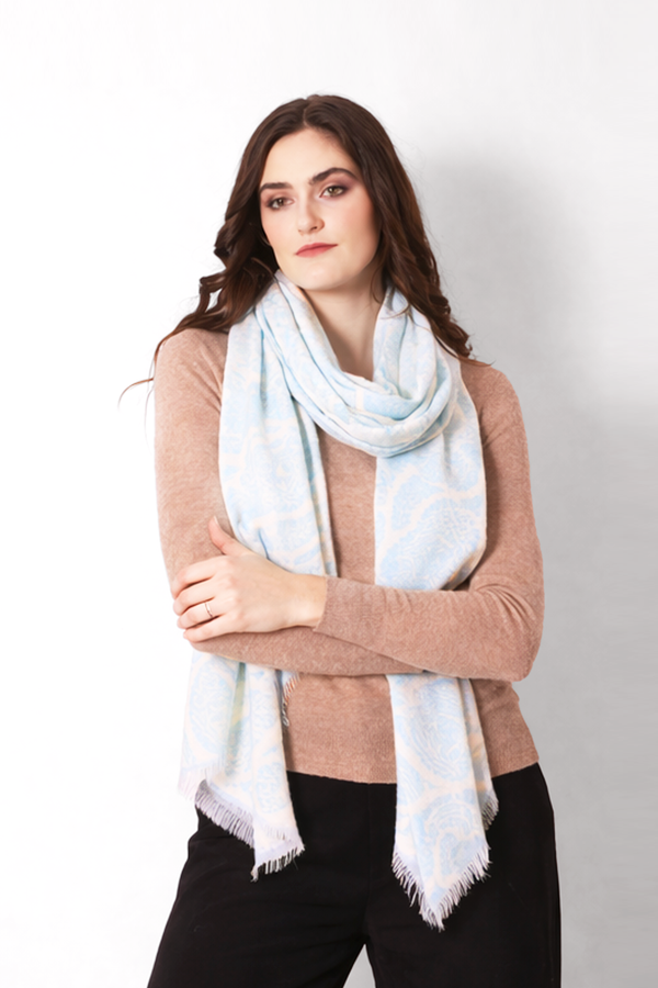 Cloud Fade Paisley Silk Cashmere Scarf