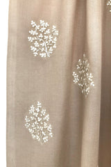 Beige Embroidered Silk Cashmere Scarf