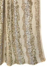 Beige Embroidered Silk Cashmere Scarf