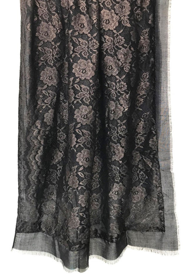 Bronze Lace Silk Cashmere Scarf