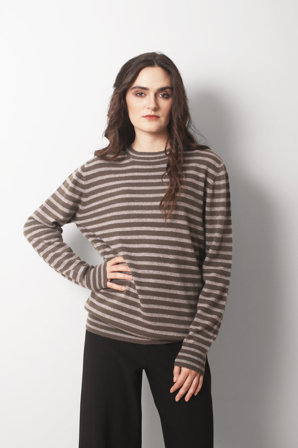 Smokey_Olive_and_Grey_Melange_Cashmere_Striped_Crew_Neck_T_Shirt_2-_Pashma_Women_s