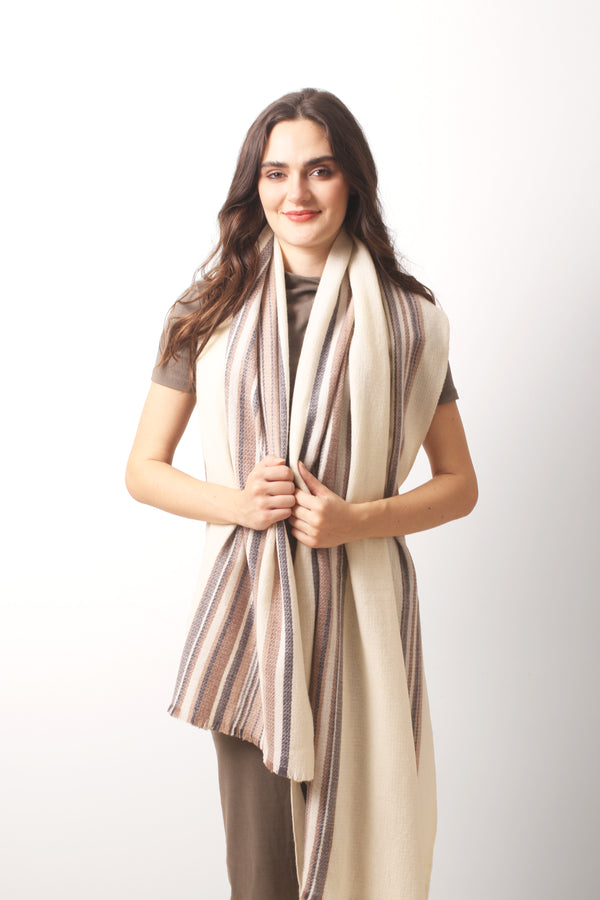 Soft Horizon Striped Cashmere Scarf