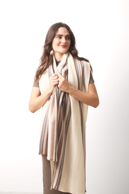 Soft Horizon Striped Cashmere Scarf