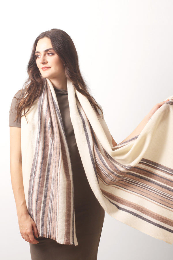 Soft Horizon Striped Cashmere Scarf