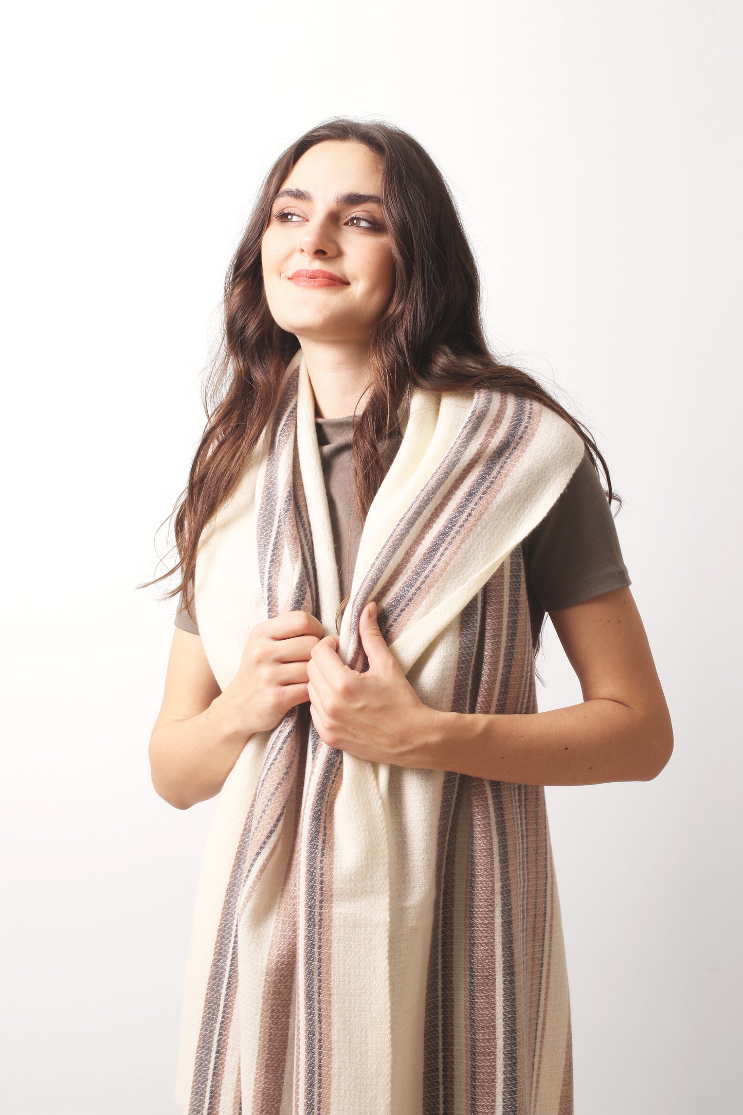 Soft Horizon Striped Cashmere Scarf