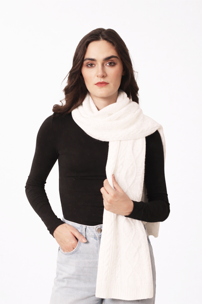Soft Pearl Cashmere Cable Knit Scarf