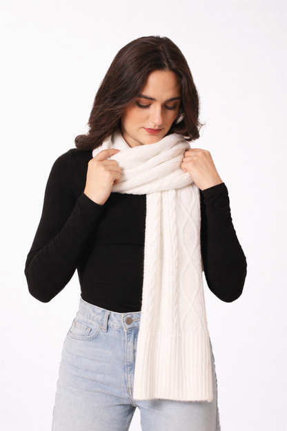 Soft Pearl Cashmere Cable Knit Scarf