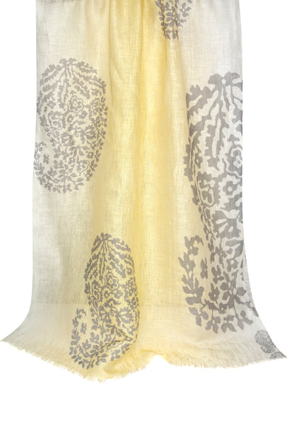 Sun Yellow Paisley Scarf- Pashma Women's