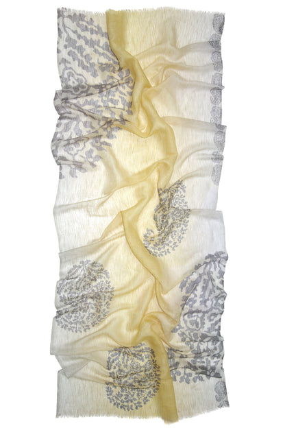Sun Yellow Paisley Scarf 1- Pashma Women's