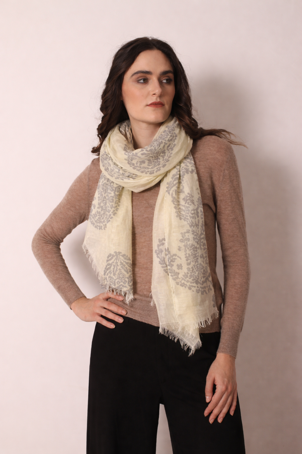 Sun Yellow Paisley Scarf 2- Pashma Women's