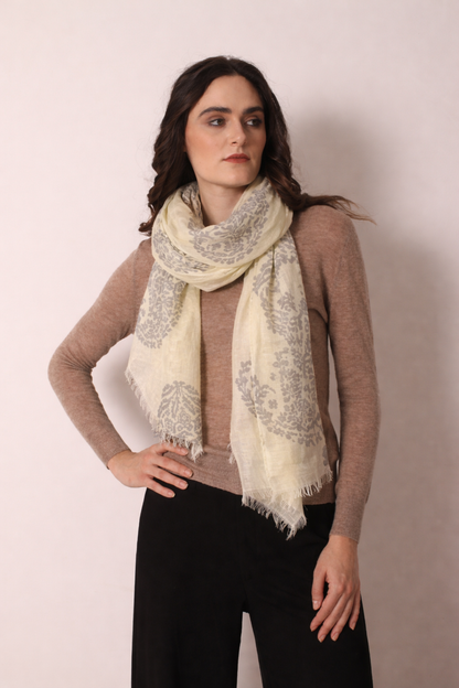 Sun Yellow Paisley Scarf 2- Pashma Women's