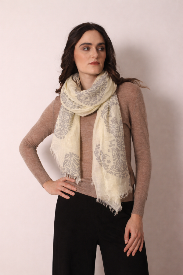 Sun Yellow Paisley Scarf 2- Pashma Women's