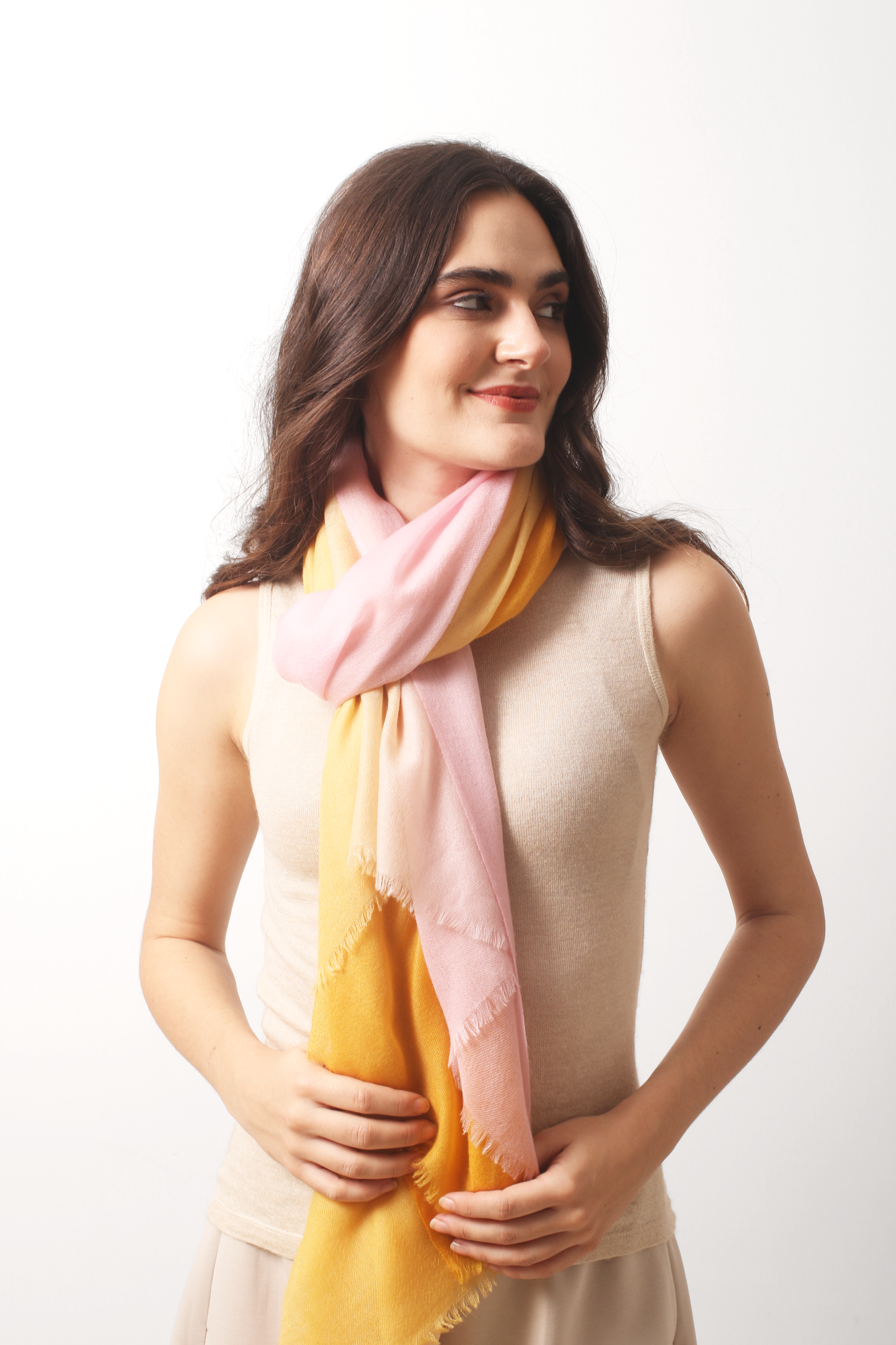 Cherry Wood Ombre Diamond Cashmere Scarf