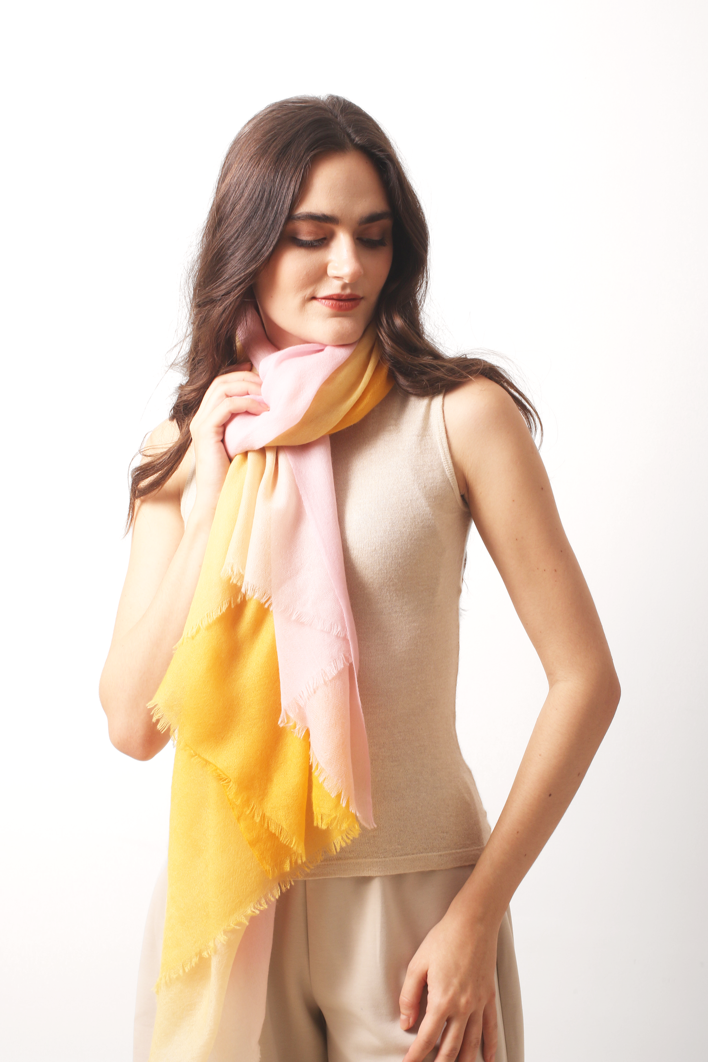 Cherry Wood Ombre Diamond Cashmere Scarf