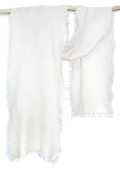 Swan White Knitted Cashmere Scarf 1- Pashma Women's