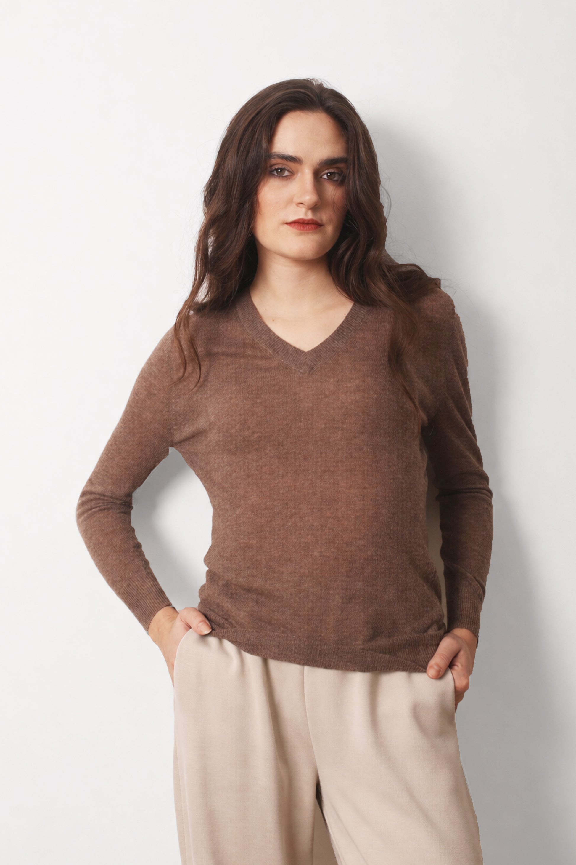Taupe_Cashmere_-_Second_Skin_V-Neck_T_shirt_2-_Pashma_Women_s