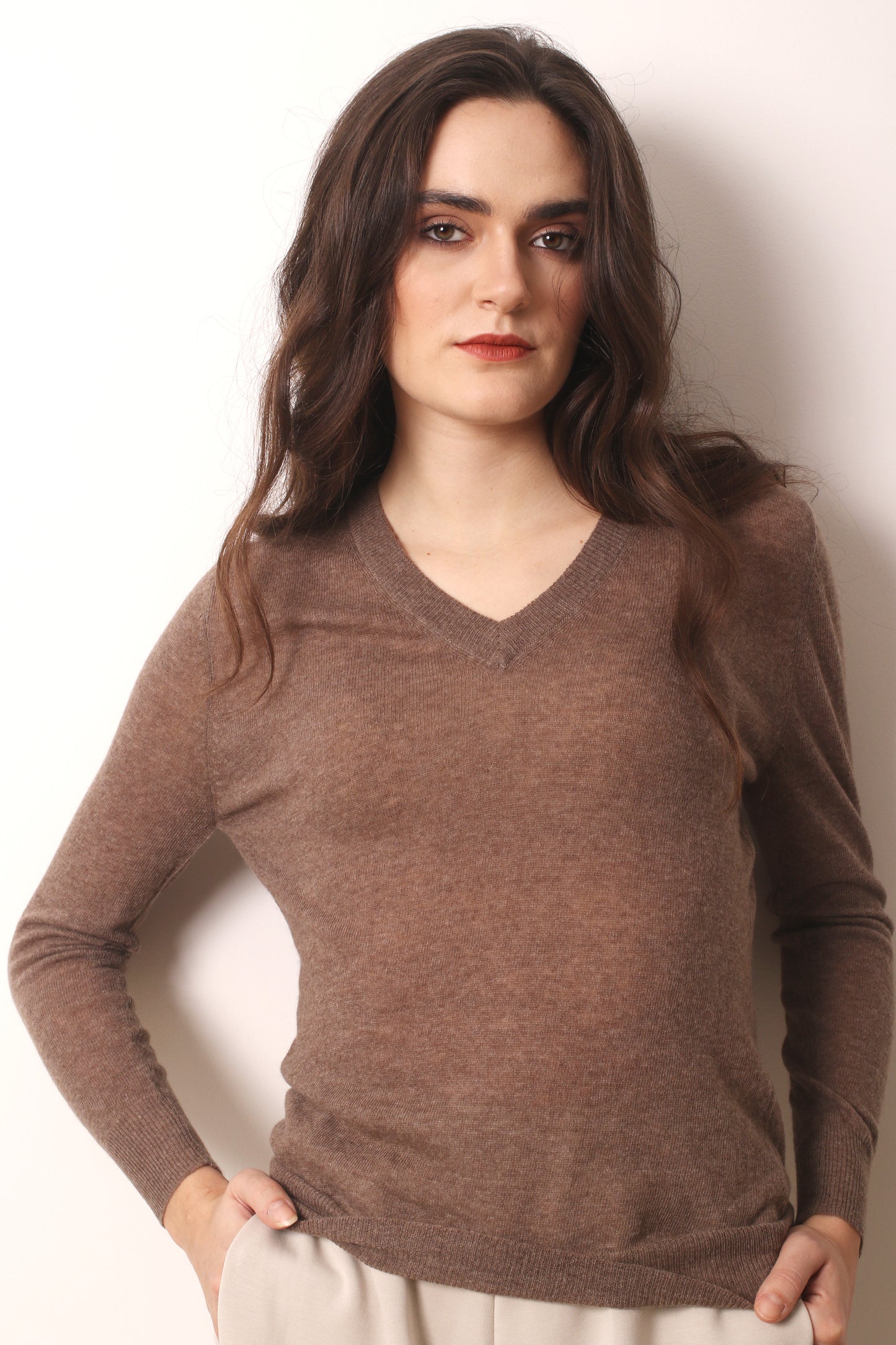 Taupe Cashmere T shirt 2- Pashma Women's