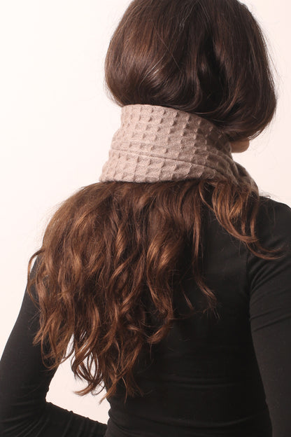 Taupe Waffle Weave Cashmere Scarf 3- Pashma Women's