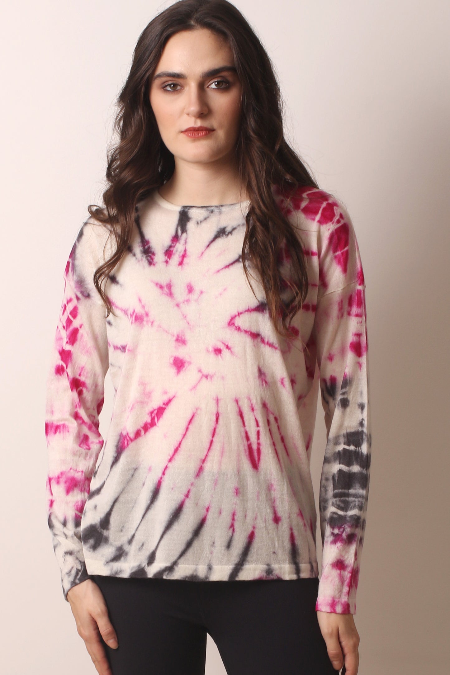 Tie & Dye Cashmere Crew Neck T shirt- Pashma  Women's