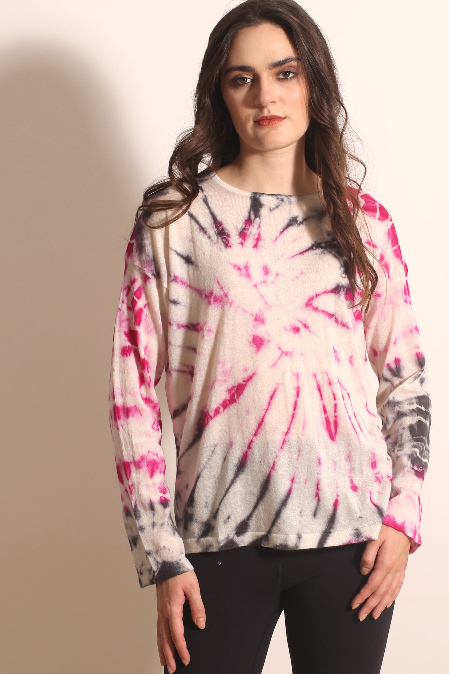 Tie & Dye Cashmere Crew Neck T shirt 2- Pashma  Women's