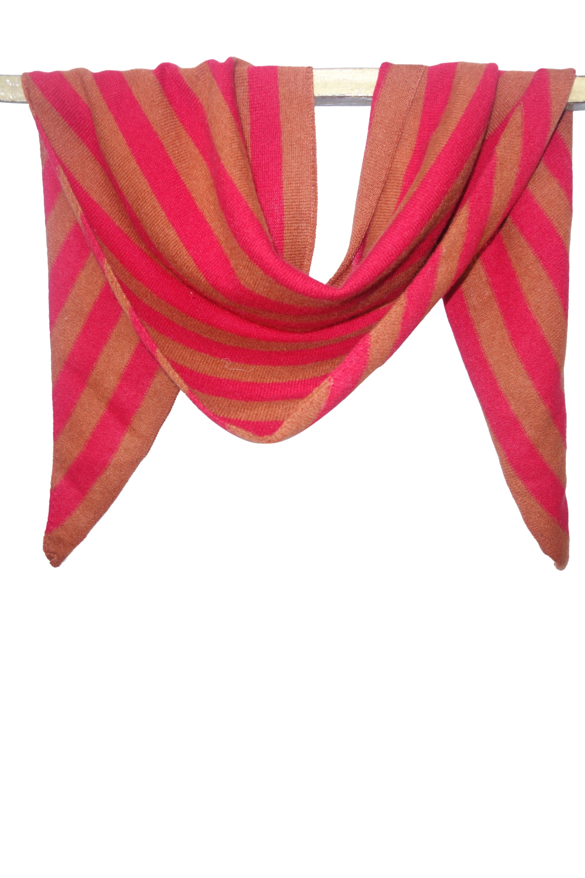 Toffee and red Striped Triangular Scarf 3- Pashma Women's