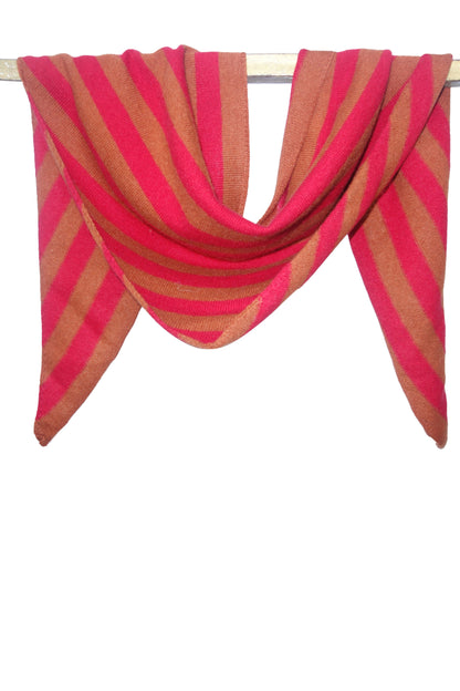 Toffee and red Striped Triangular Scarf 3- Pashma Women's