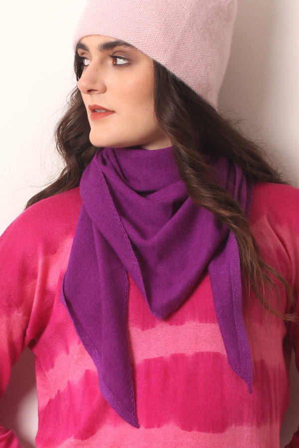 Ultra Violet triangular cashmere scarf 1- Pashma Women's