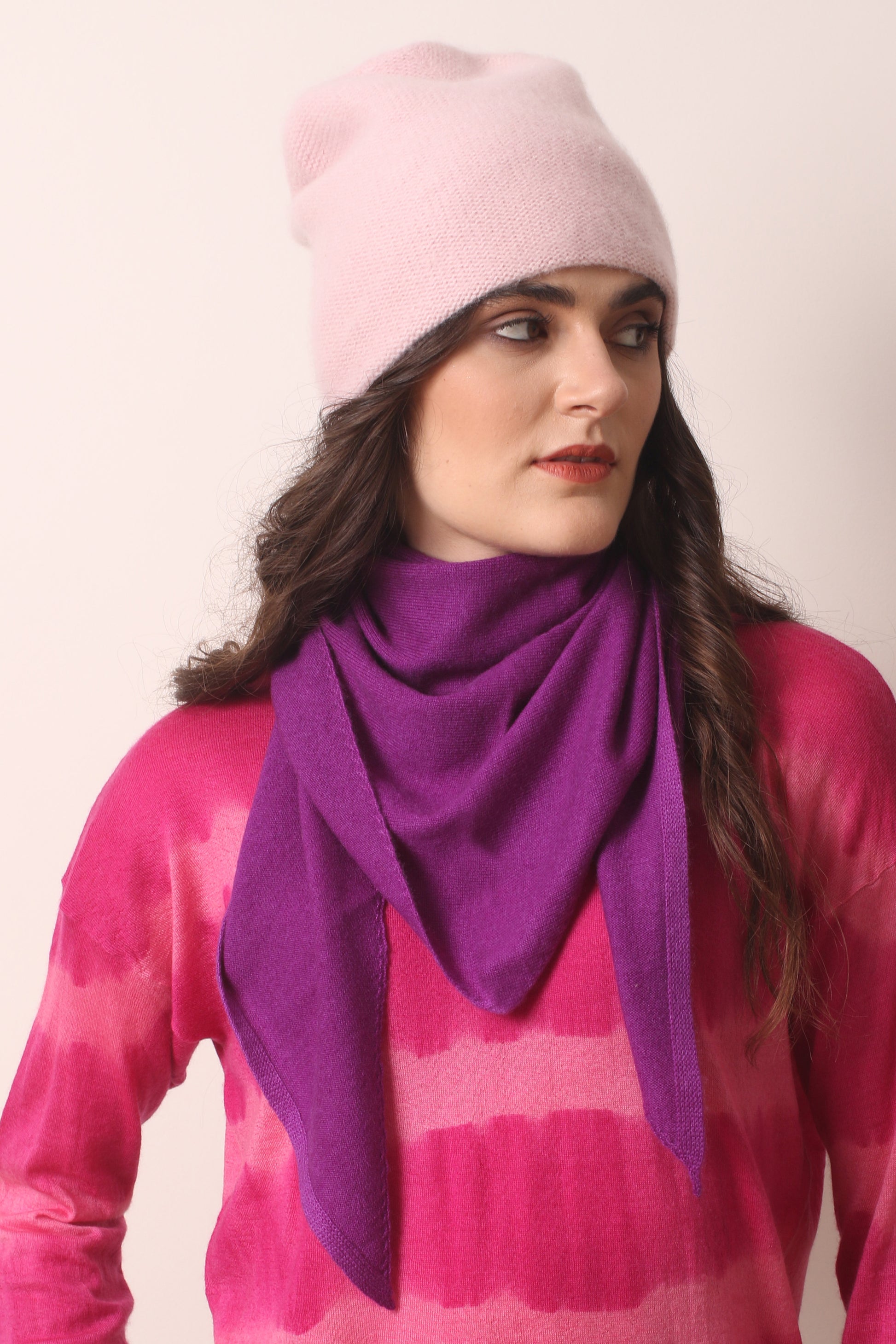 Ultra Violet triangular cashmere scarf 2- Pashma Women's