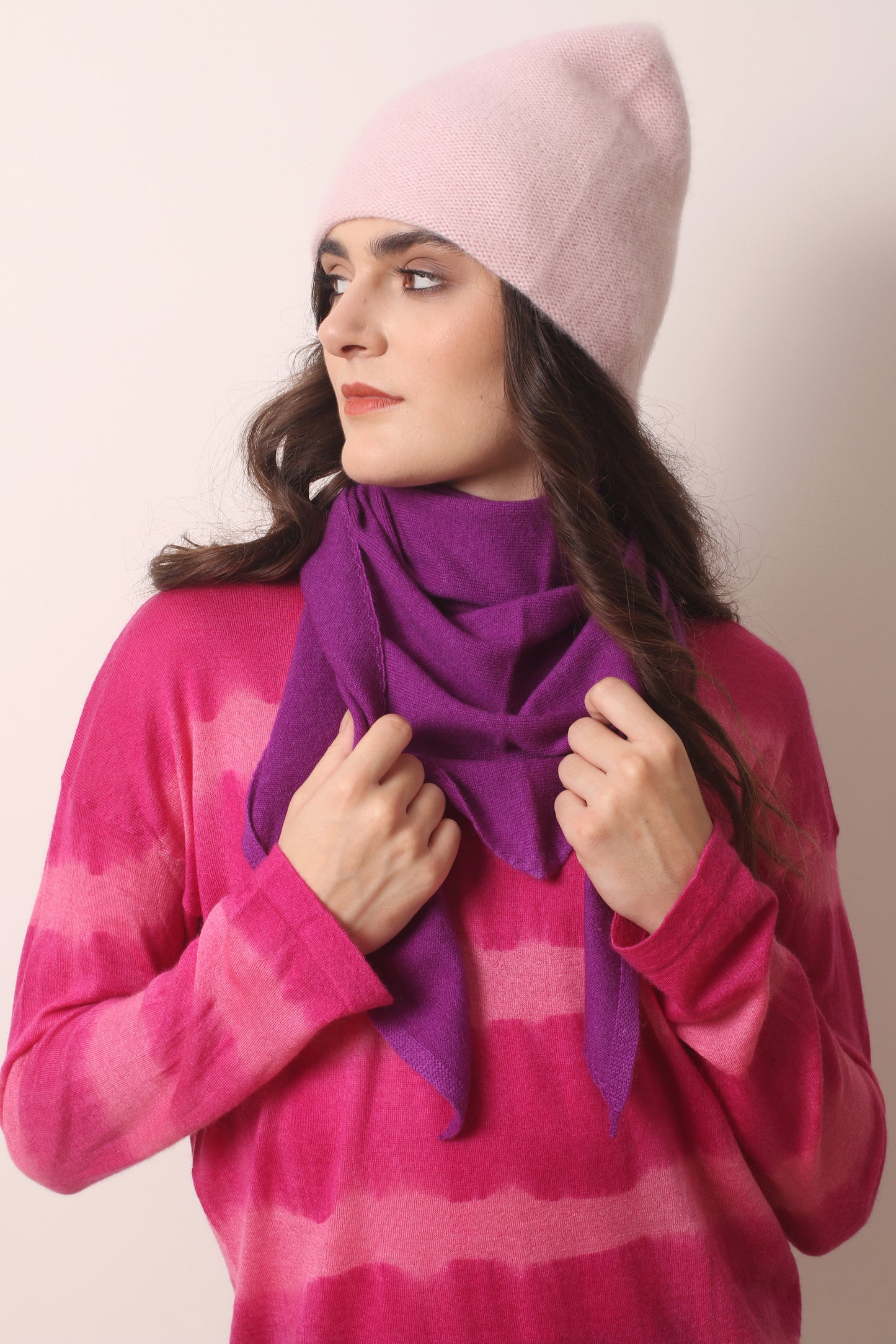 Ultra Violet triangular cashmere scarf 3- Pashma Women's