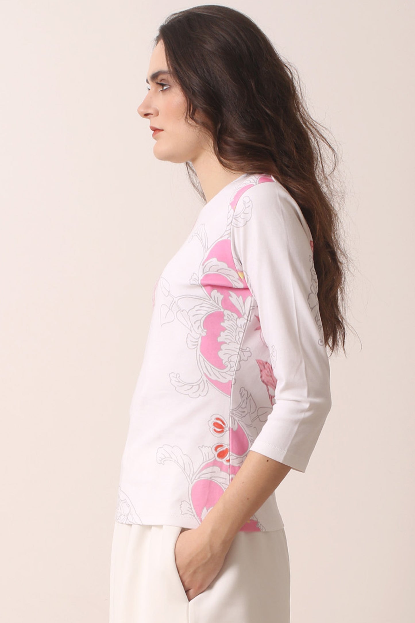 Monochrome Ivory and Shades of Pink Art Noveau T-Shirt