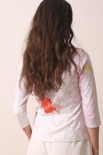 Monochrome Ivory and Shades of Pink Art Noveau T-Shirt