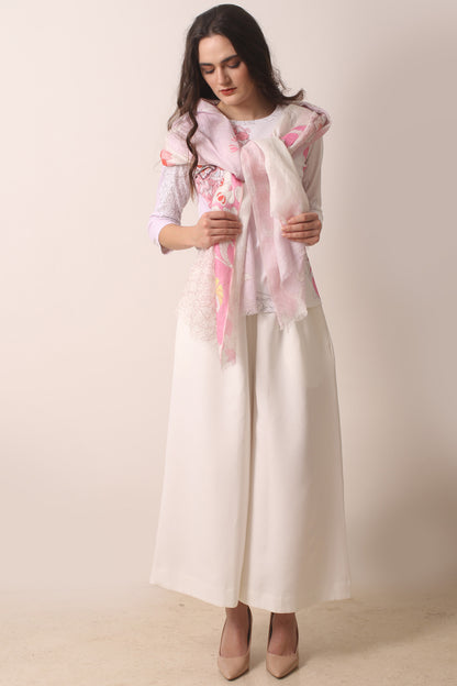 Monochrome Ivory and Shades of Pink Art Noveau T-Shirt