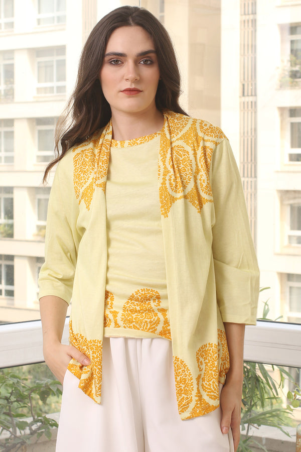 Sun Yellow Cotton Cashmere Duster Cardigan