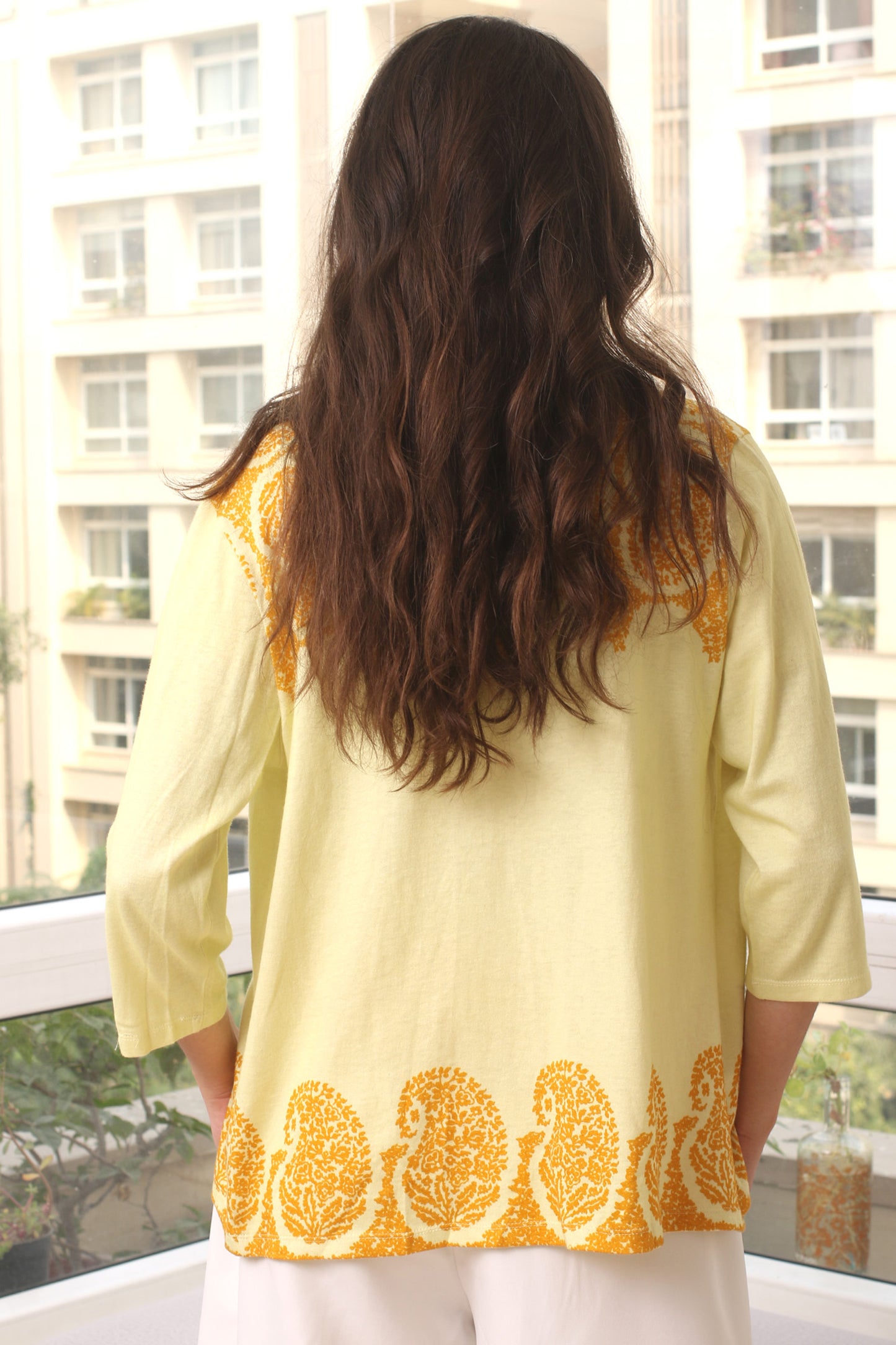 Sun Yellow Cotton Cashmere Duster Cardigan