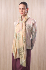 wool cashmere pastle abstract paisley scarf
