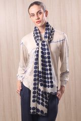 wool cashmere black & white framed polka dot scarves