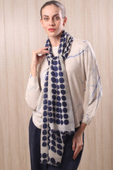 wool cashmere black & white framed polka dot scarves