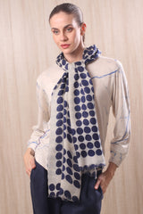 wool cashmere black & white framed polka dot scarves