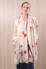 wool cashmere red & white geranium scarf