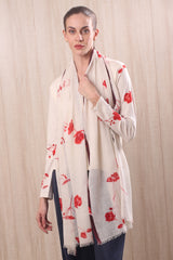 wool cashmere red & white geranium scarf