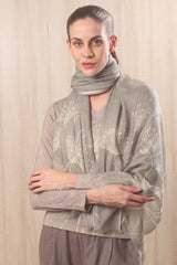wool cashmere taupe & ivory dandelion scarf