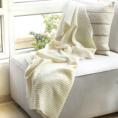 Ivory Cashmere Waffle Throw : Kai