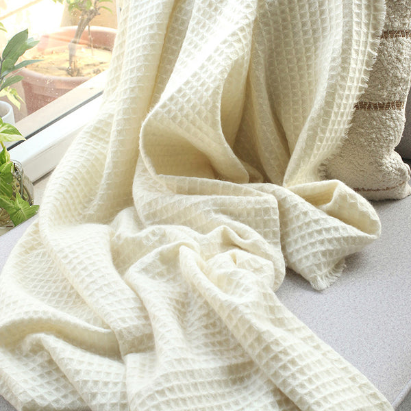Ivory Cashmere Waffle Throw : Kai