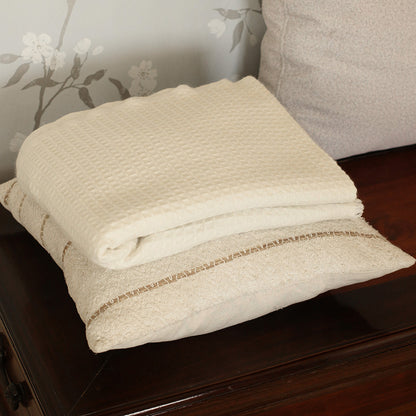 Ivory Cashmere Waffle Throw : Kai