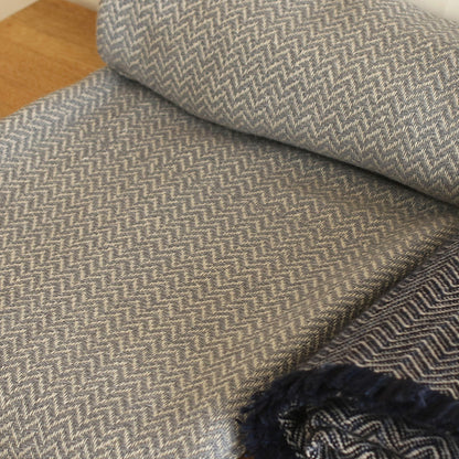 Gray & Ivory Cashmere Herringbone Throw : Arthur