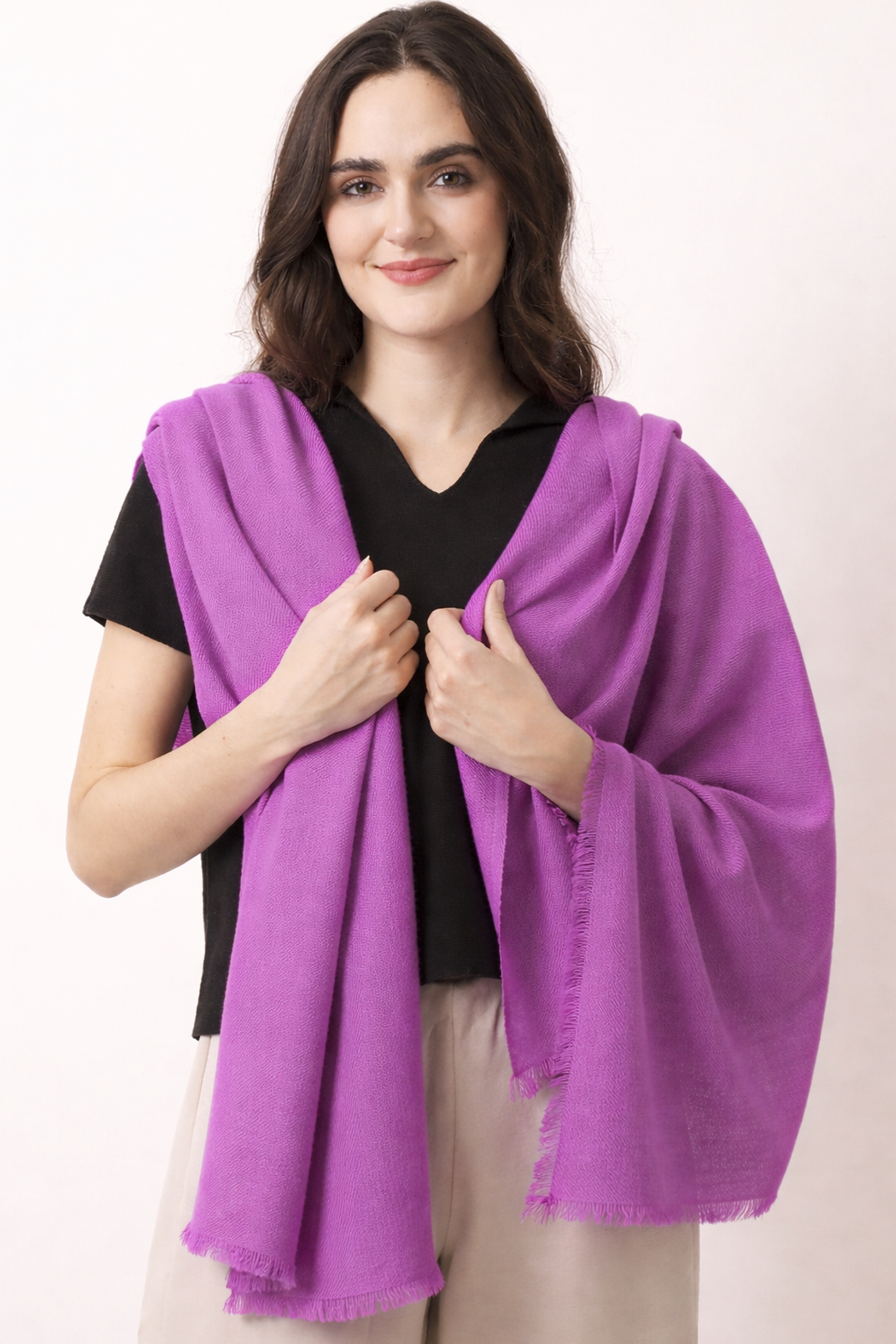 Vibrant Lavender Felted Cashmere Scarf- Pashma Women's