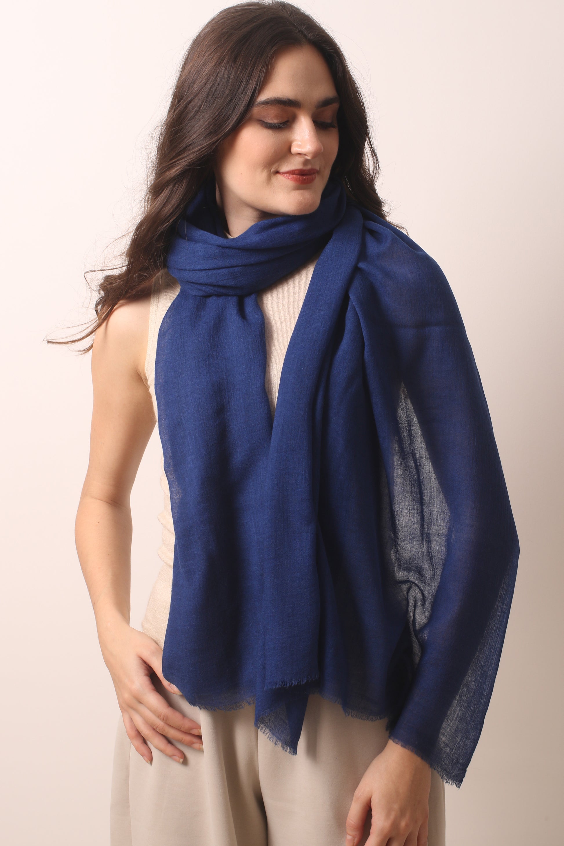 Whale Blue Cashmere Air Scarf 1- Pasha Women's