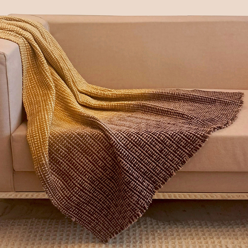 Cotton Wool Linen Mustard Ombre Throw : Edgar