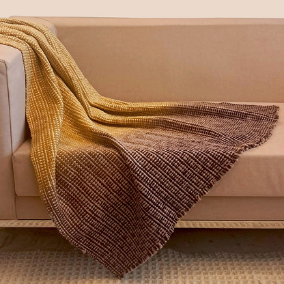 Cotton Wool Linen Mustard Ombre Throw : Edgar
