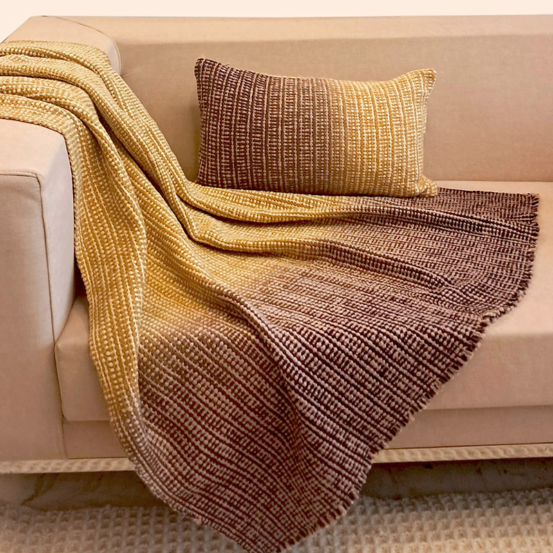 Cotton Wool Linen Mustard Ombre Throw : Edgar